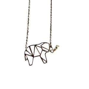 NWOT Gold Origami Elephant Necklace